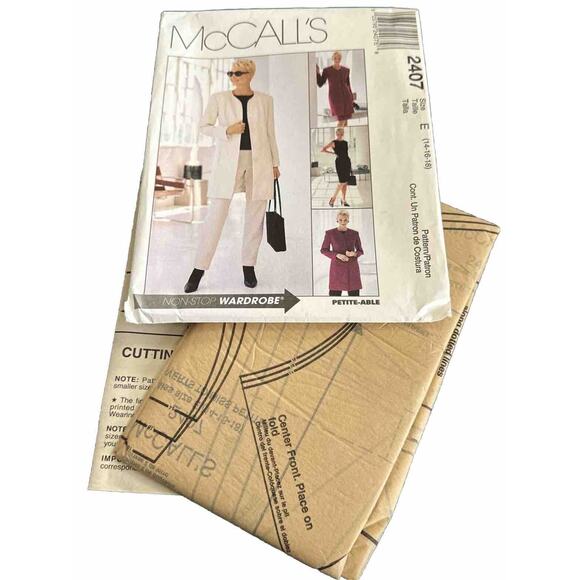 McCalls 2407 Womens Sz 14-18 Lined Jacket Top Pants Skirt Sewing Pattern UNCUT - Picture 1 of 3
